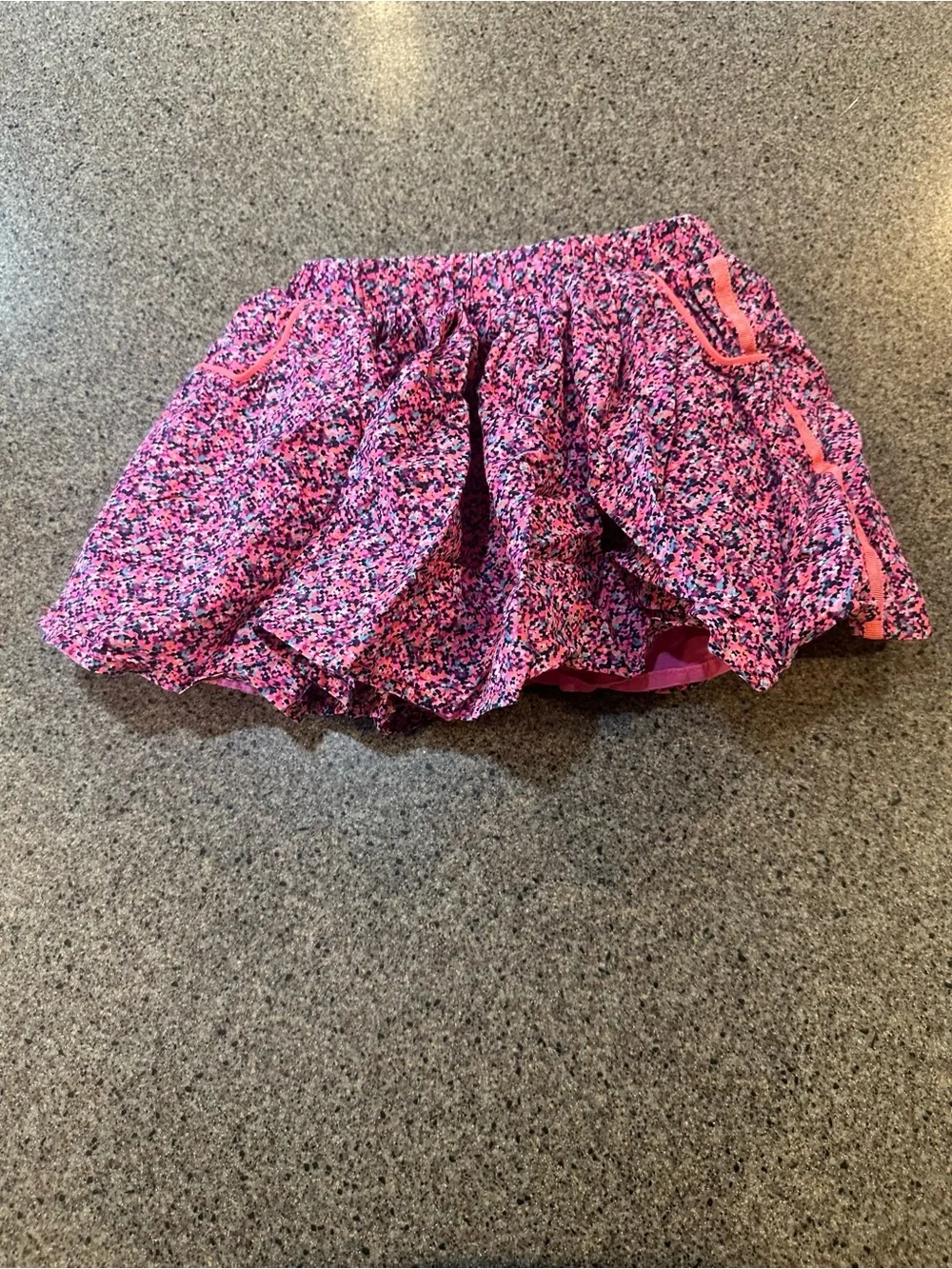 Girls Pink Floral Skort with Ruffle Layer
